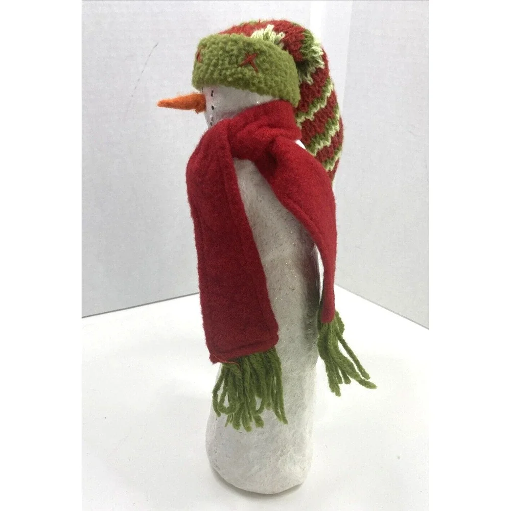 Rare Snowman With Long Knit Hat‎ Quirky Unique Whimsical Figurine 11.5
